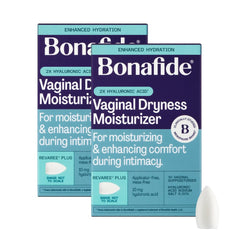 Bonafide Revaree Plus bottle front view showing long-lasting moisture from hyaluronic acid.