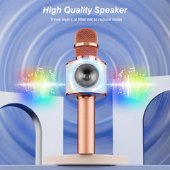 BONAOK Rose Gold handheld karaoke microphone ergonomic design for comfortable singing