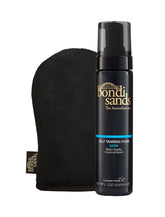 Bondi Sands dark self tanning foam bottle for an even bronze finish.