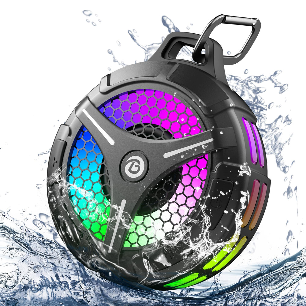 Bondidea shower speaker front view, compact waterproof design for bathrooms.