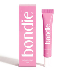 BONDIE bottle and application demo showing quick tack for secure hold.