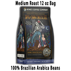 Bones Coffee Brazilian Arabica beans delivering smooth, low-acidity flavor for balanced cups