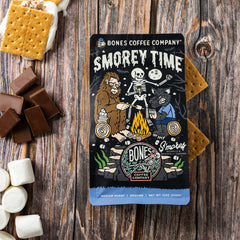 Bones Coffee S'morey Time ground coffee ready for auto drip.