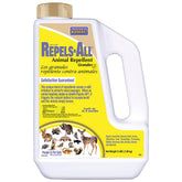 Bonide Repels-All granules deter deer and rabbits from lawns and gardens.