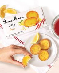 Bonne Maman Lemon Tartlets plated for dessert or tea time enjoyment.