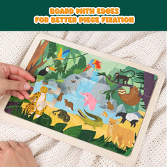 BONNYCO wooden puzzle Amazon fauna – diverse habitats boost memory and problem-solving