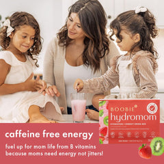 Boobie Hydromom strawberry kiwi in a glass showing refreshing hydration