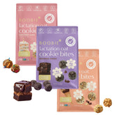 Boobie Lactation Cookies Birthday Cake packaging highlights low sugar and plant-based protein.