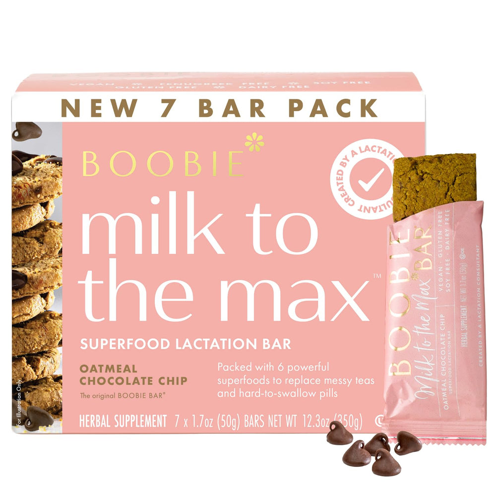 Boobie Superfood Bar packaging highlights convenient lactation snack