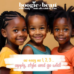 Boogie and Bean bottle closeup highlights packaging and clean, plant-based formula.