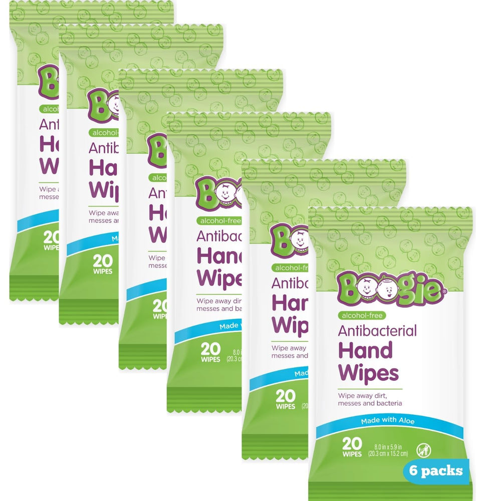 Boogie antibacterial hand wipes with aloe moisturize and refresh on the go