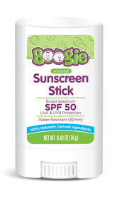 Boogie Baby Sunscreen Stick front packaging with SPF 50 label for easy reference.
