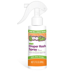 Boogie Diaper Rash Spray mist on skin demonstrates gentle coverage and quick drying