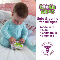 Boogie Wipes Unscented—face and nose cleanup during diaper changes.