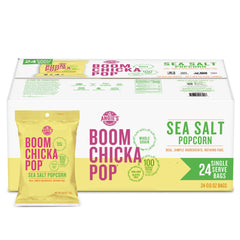 Angie's BOOMCHICKAPOP sea salt popcorn bag ready-to-eat for on-the-go snacking