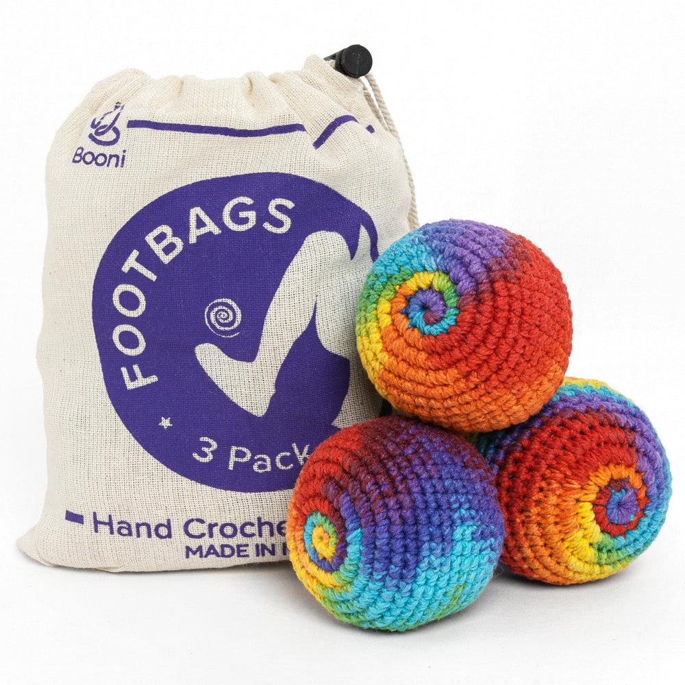 BOONI footbag pack of 3 crochet balls for casual play and tricks
