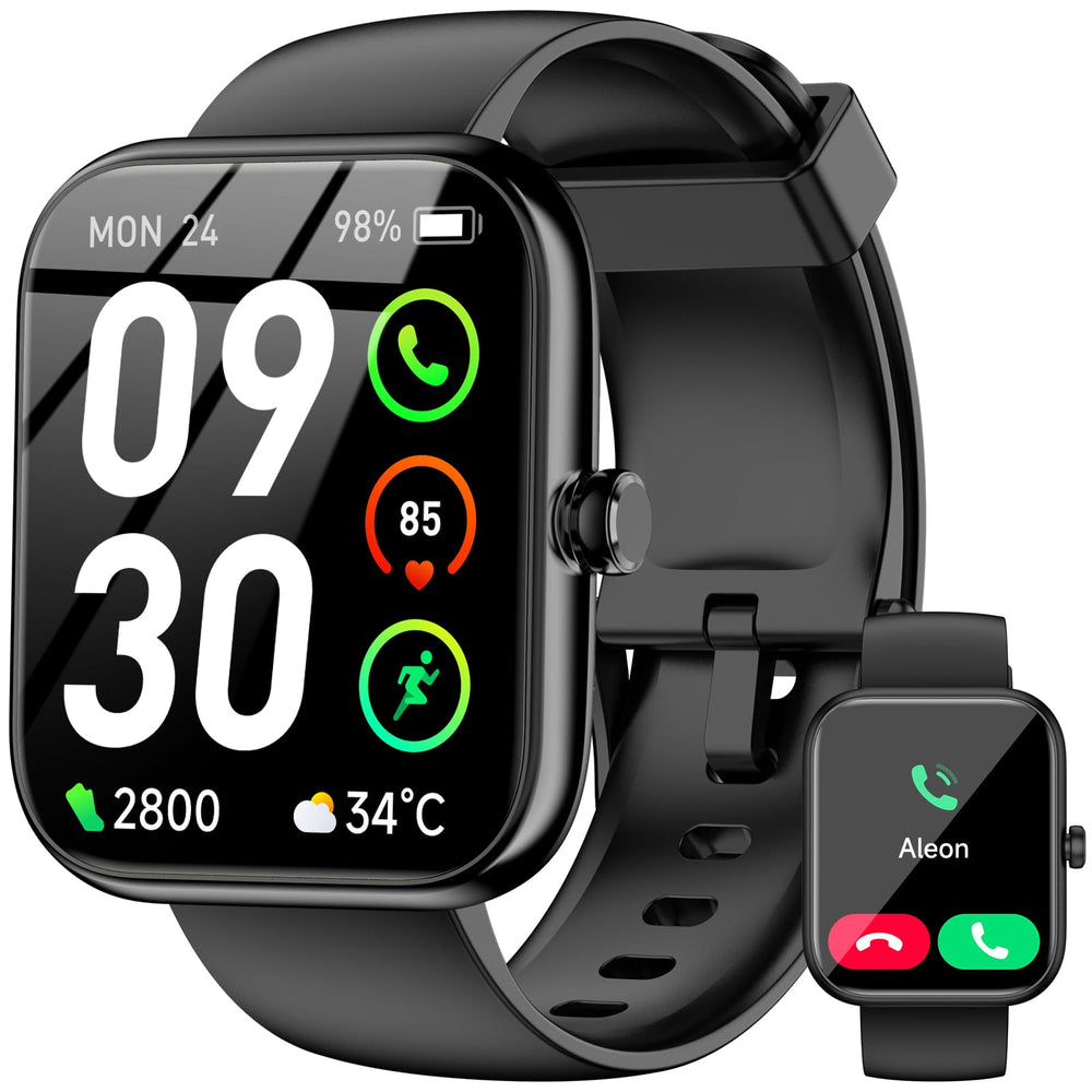 BOOOMIC smartwatch with Alexa-built-in displays notifications on a vivid 1.83-inch screen for quick updates.