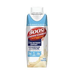 BOOST Glucose Control vanilla bottle front, portable 8 fl oz nutrition for daily energy
