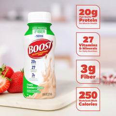 BOOST High Protein with Fiber 24-pack box demonstrates value for families.