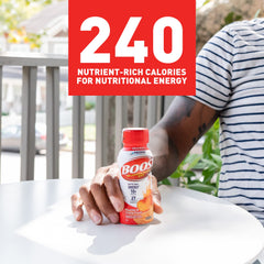 BOOST Original Peaches Creme back panel with ingredients and nutrition info