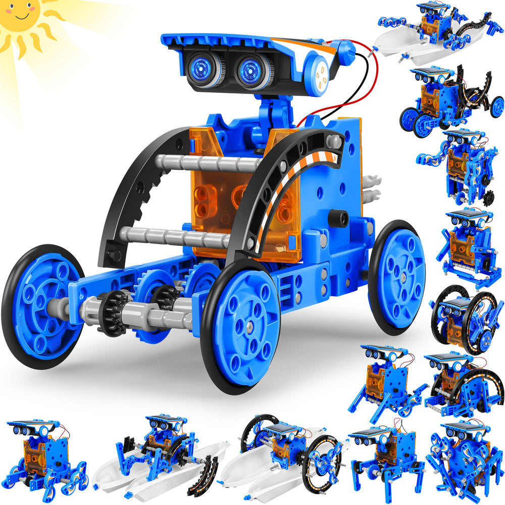 Bottleboom 13-in-1 solar robot kit box, inviting hands-on STEM learning.