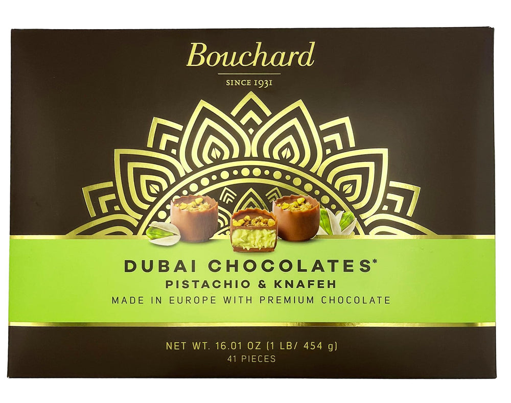 Bouchard Dubai Chocolates Pistachio & Knafeh box, great for gifting.