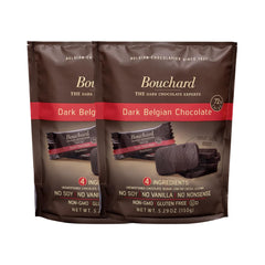 Bouchard sliced dark chocolate revealing dense texture and cacao notes