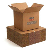 BOX USA Cube Box 12x12x12 inches in a bulk pack ready for shipping and storage.