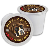 Boxer Coffee Decaf French Roast pods in 48ct box with rich aroma