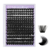 B&Qaugen Fluffy Lash Clusters 200D front view for wispy, dramatic volume.
