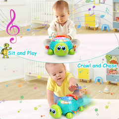 BQU Musical Turtle play-drum mode engages senses with bright rhythms during interactive play