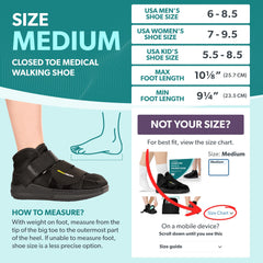 BraceAbility closed-toe medical walking shoe front view offers stable support.