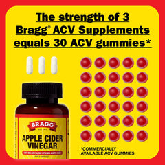 Bragg ACV capsules label detail highlights sugar-free formulation.