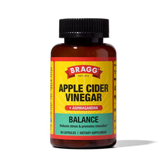 Bragg Daily Balance ACV Capsules bottle on counter for daily wellness