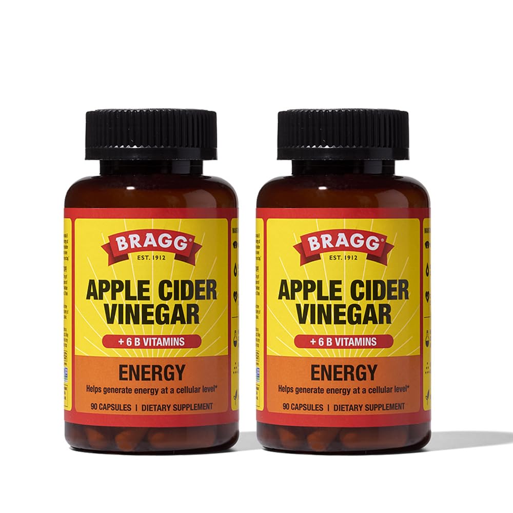 Bragg Energy ACV Capsules bottle shown for convenient daily energy support.