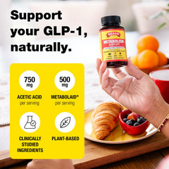 Bragg Metabolism Support label close-up highlighting apple cider vinegar content.