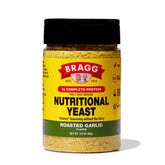 Bragg Nutritional Yeast Roasted Garlic Seasoning bottle adds dairy-free cheesy flavor.