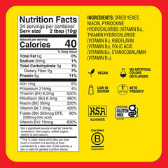 Bragg Nutritional Yeast Seasoning jar back label highlights vitamins and protein