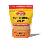 Bragg Nutritional Yeast Seasoning jar front view for savory vegan flavor boost