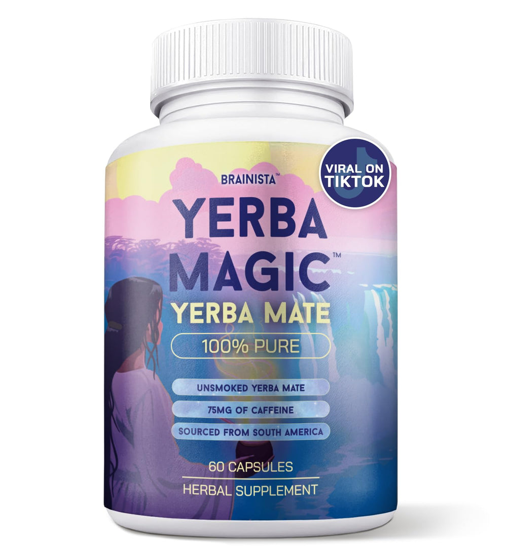 Brainista Yerba Magic capsule bottle for steady energy without jitters