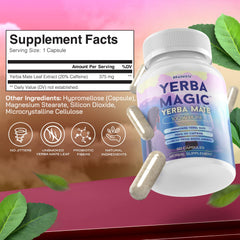 Closeup of Brainista Yerba Magic capsule highlighting pure yerba mate extract