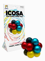Brainwright Icosa Atomic Puzzle Ball assembled with vibrant colors for color-matching fun.