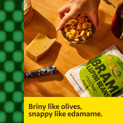BRAMI Lupini Beans Snack chili lime texture looks crisp and bright.