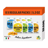 BRAMI Lupini snack variety pack sea salt front view for on-the-go protein