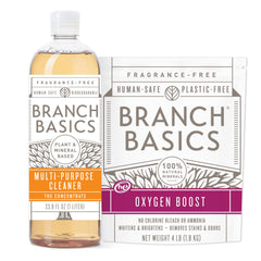Branch Basics Concentrate bottle pour enables easy refill for all-purpose cleaning.