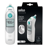 Braun ThermoScan 5 ear thermometer display showing a temperature reading for quick home checks