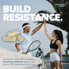 Bravado Labs L-Lysine capsules support cold sore prevention and comfort.