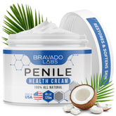 Bravado Labs Premium Penile Health Creme bottle with easy pour for daily use.