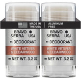 Bravo Sierra 2-pack packaging of aluminum-free deodorant.