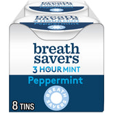 Breath Savers peppermint tin front view for on-the-go fresh breath.